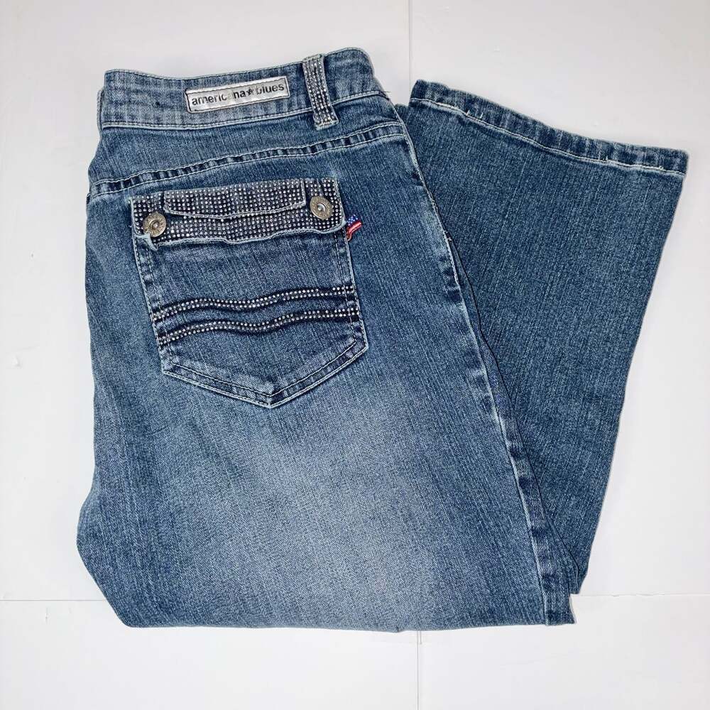 Americana Blues Women's Rhinestone Embellished Capri Jeans Size 13